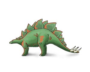 Green Stegosaurus herbivore dinosaur on white background