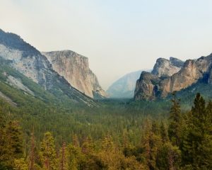 Layered photographs of mountains in Yosemite National Park