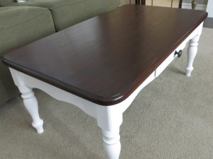 stained General Finishes java brown coffee table top