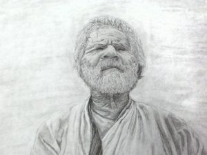 Pencil Sketch of an Old Man with a beard and robe