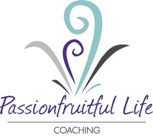 Passionfruitful Life Coaching teal, purple, grey logo