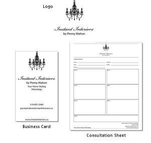 Interior designers logo, business card, and consultation branding