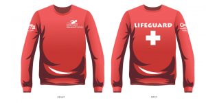 Sweatshirt artwork with pool log and corporate sponsor