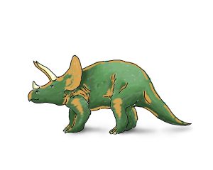 Green Triceratops herbivore dinosaur on white background