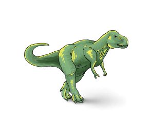 Green Tyrannosaurus carnivore dinosaur on white background