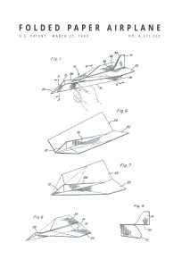 Black and White Paper Airplane Patent Art